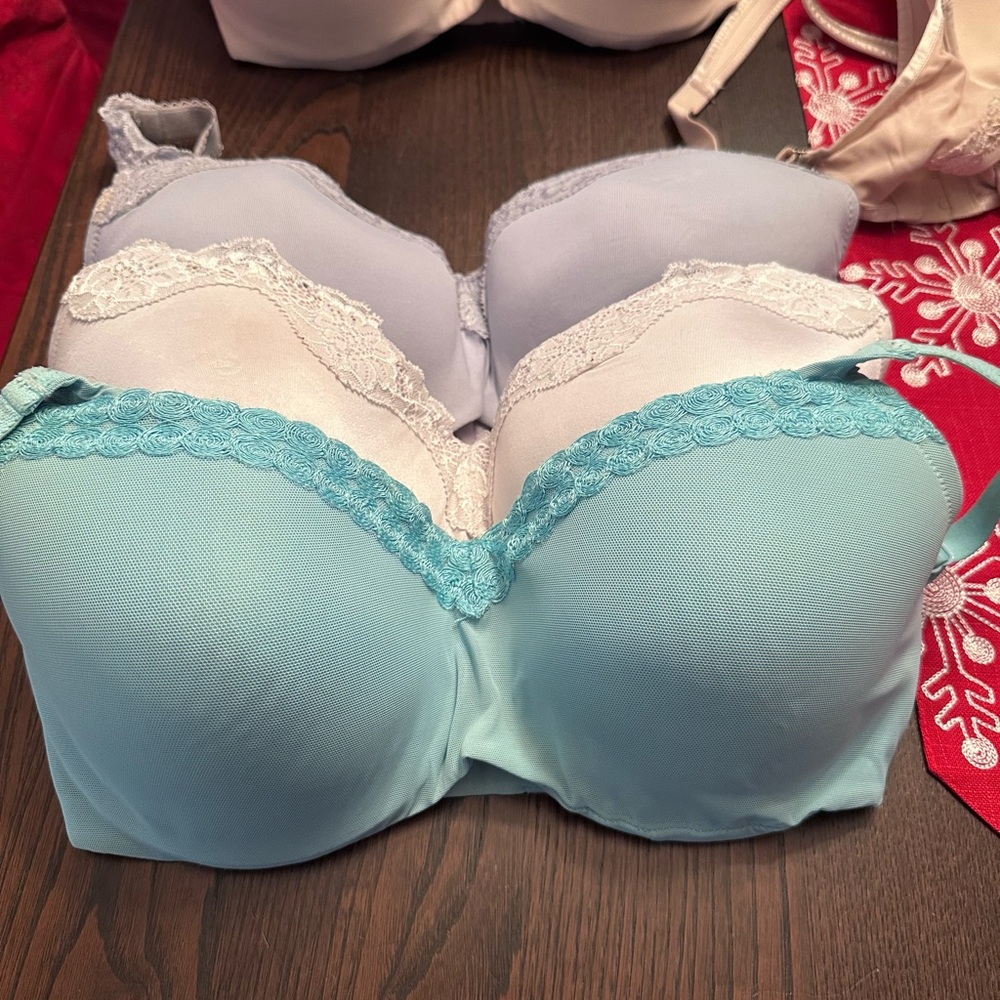 Le Mystere Tisha and Tres Tisha Aqua and White Lace Bra